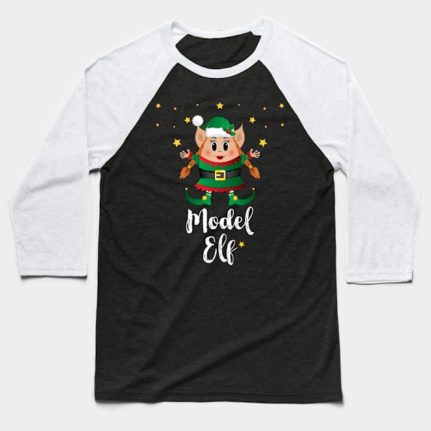 Model Elf Women Christmas Elves Xmas Matching Family Group Baseball T-Shirt by ZNOVANNA